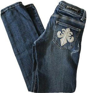 Red Rivet Destroyed Jeans Juniors